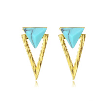 Triangle Blue Turquoise S925 Silver Stud Earrings